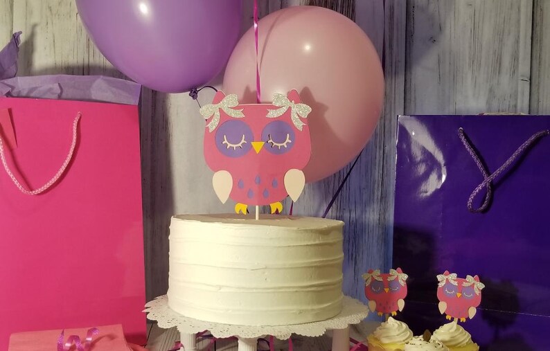 Owl Cake Topper Owl Baby Shower Its A Girl Owl Birthday Etsy