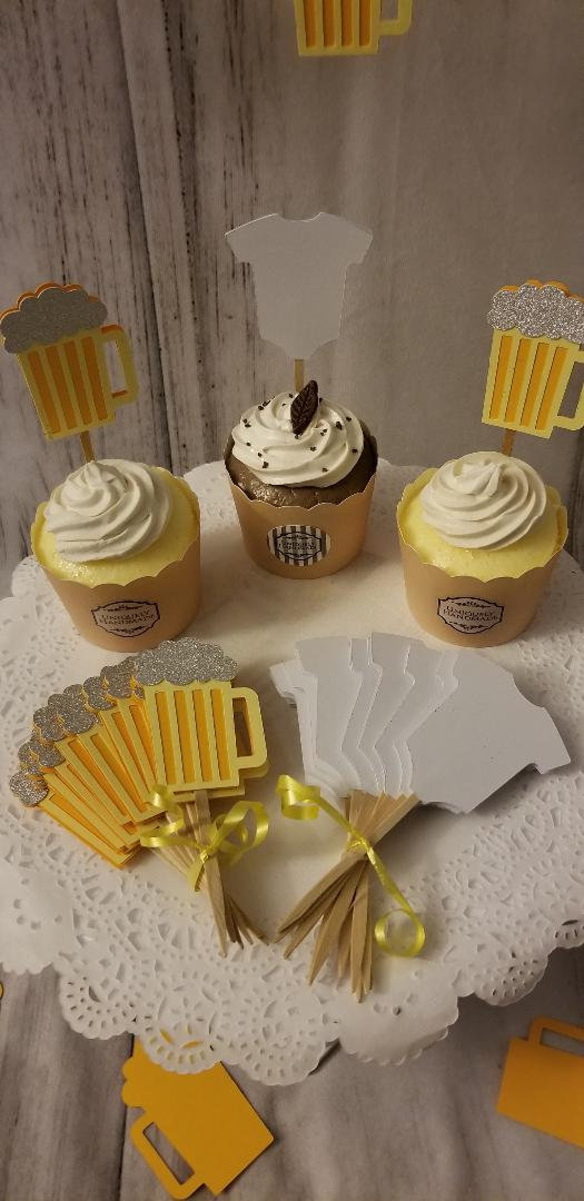 Beer Mug & Onesie Cupcake Toppers Baby is Brewing A Baby is Etsy