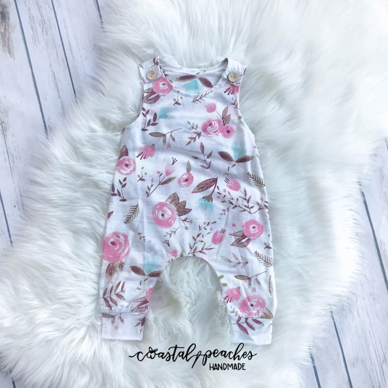 Watercolor Floral Romper Girls Boutique Clothing Baby Girl Etsy