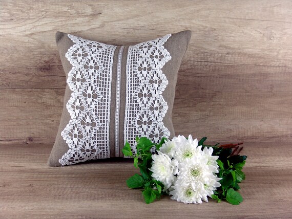 Natural burlap embroidered pillow cover Natural Linen Pillowcase Embroidered