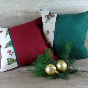 Christmas Pillow Covers: Linen Tapestry Cushion Set (16x16 inch)