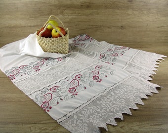 Vintage Ukrainian Wedding Rushnyk, Hand Embroidered Cross Stitch Towel