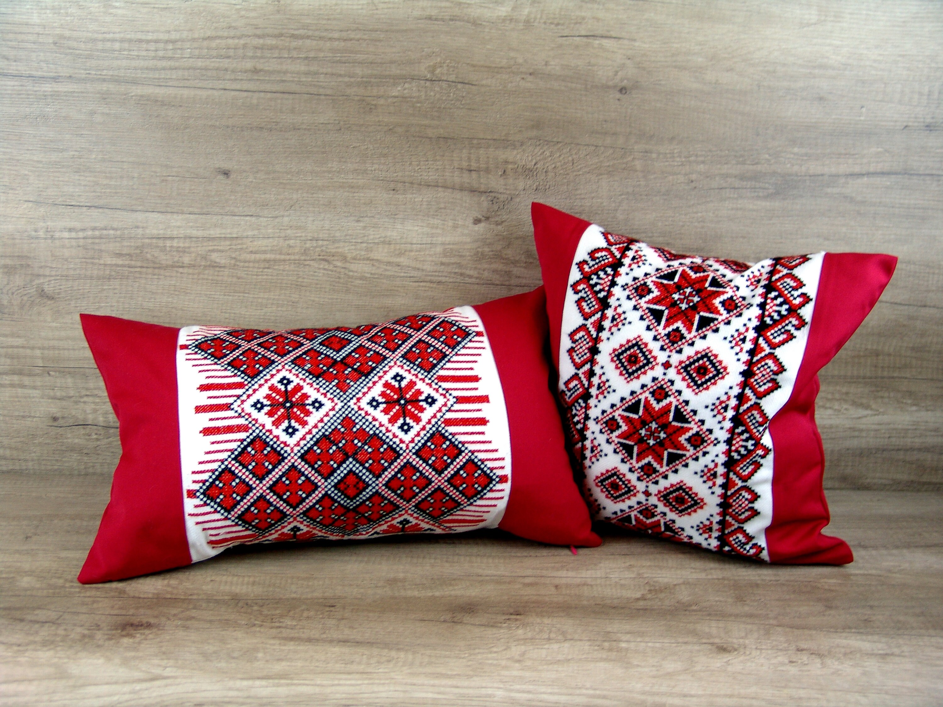 Ukrainian embroidery throw PILLOW COVER Rectangular double Etsy