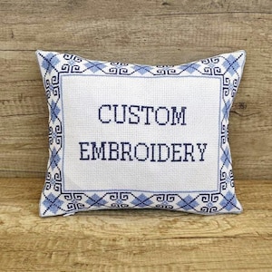 Custom Cross Stitch Pillow Cover: Personalized Embroidered Cushion