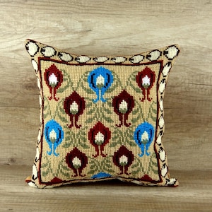 Hand Embroidered Paisley Pillow Cover: Boho Cross Stitch Cushion