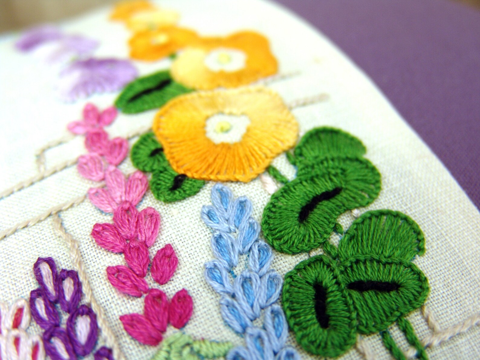 Floral Embroidery Garden Hand Embroidery PILLOW COVER Violet Etsy
