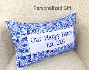 Personalized Embroidered Pillow Cover Gift with Custom Name and Date
