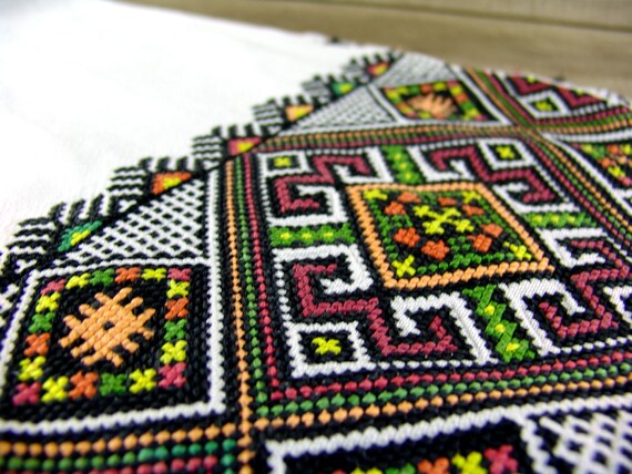 Ukrainian decor hand embroidered Ukrainian rushnyk towel Ukrainian wedding boho style vintage rushnyk, Colorful hand embroidery vintage