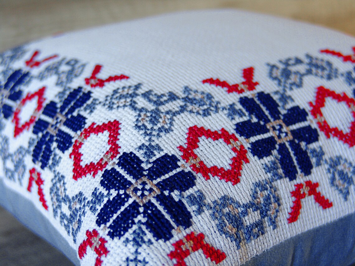 Custom needlepoint personalized CUSHION COVER Red navy custom Etsy