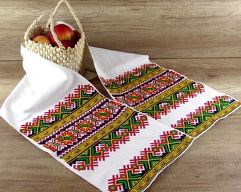 Hand Embroidered Ukrainian Rushnyk Towel, Vintage Cross Stitch, Wedding Decor