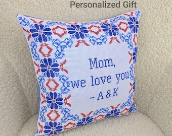 Custom Needlepoint Pillow Cover: Best Personalized Gift for Mom