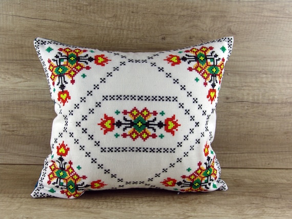 Ukrainian Embroidery Cross Stitch Throw Pillow Case Colorful Etsy