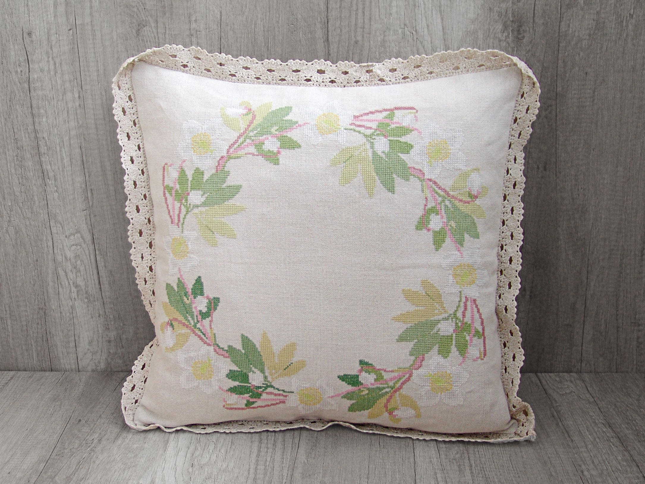 Extra Large Cross Stitch PILLOW COVER Nature Embroidery Throw Etsy