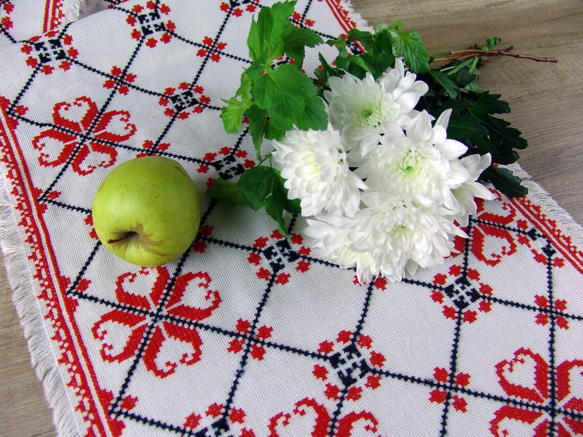 Ukrainian ethnic hand embroidered table runner Decor table Etsy