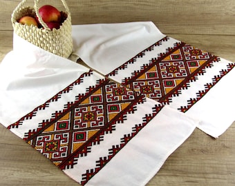 Vintage Ukrainian Wedding Rushnyk, Hand Embroidered Cross Stitch Ukrainian Towel
