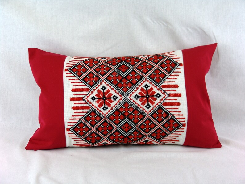 Ukrainian embroidery throw pillow case Rectangular double Etsy