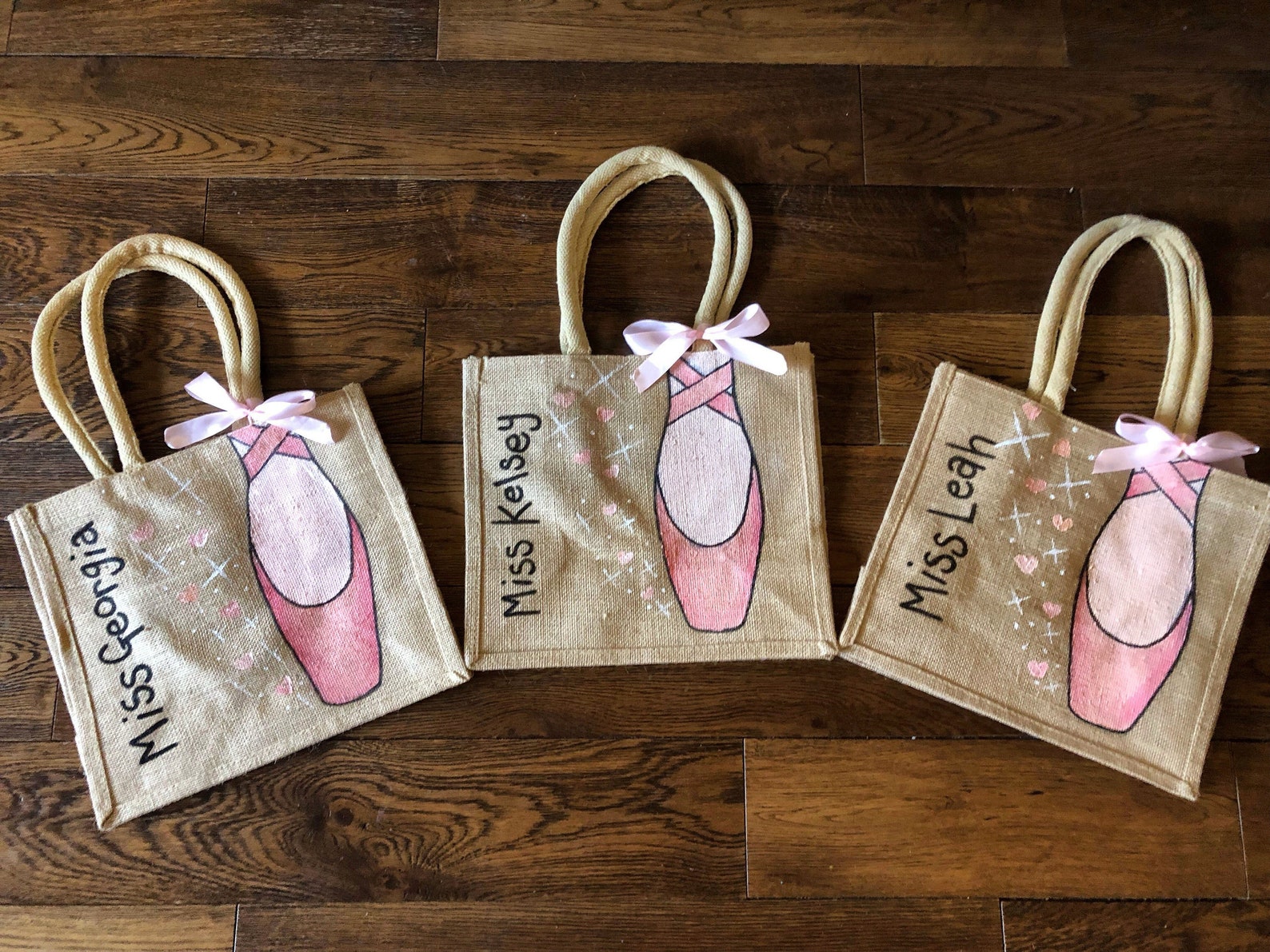 Personalised dance shoe jute bag Etsy
