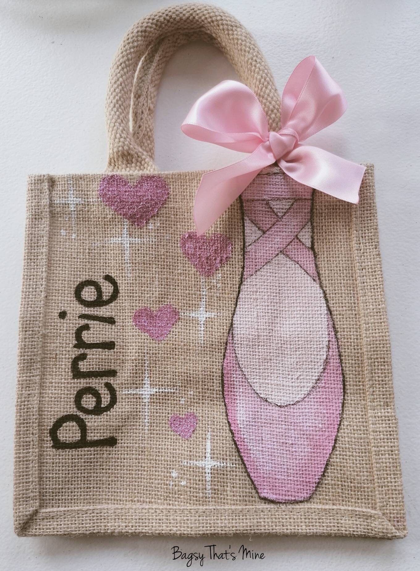 Personalised dance shoe jute bag Etsy