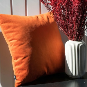Set of 3 modern fuchsia and orange velvet cushions image 10