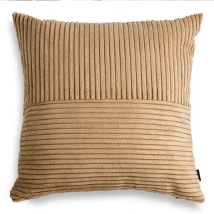 Coussin en velours côtelé crème, oreiller rayé beige clair image 10