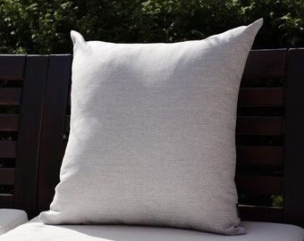 Oreiller d'extérieur gris premium, résistant au soleil et à l'eau, grand coussin carré