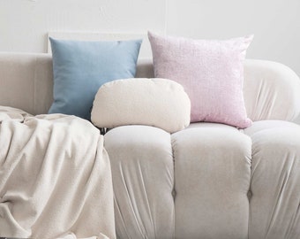 Ensemble de coussins décoratifs rose poudré et bleu ciel 'Bergen' - Parfait pour un accent de salon ou de chambre à coucher, design d'inspiration scandinave