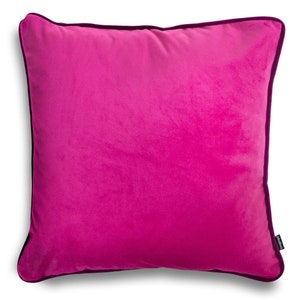 Set of 3 modern fuchsia and orange velvet cushions image 5