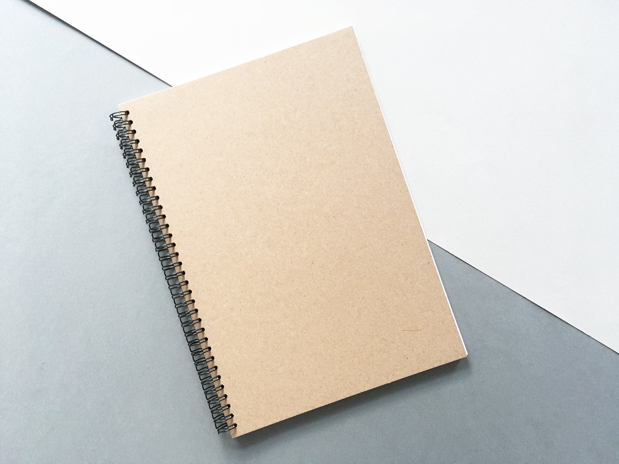 A4 kraft cover Simple Spiral Notebook Designer Sketchbook Etsy