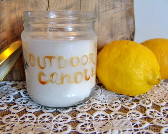 Camping candle. Mosquito candle. Citronella candle. Organic candle. Glass jar candle. Summer and travel candle. Outdoor candle. Vegan candle