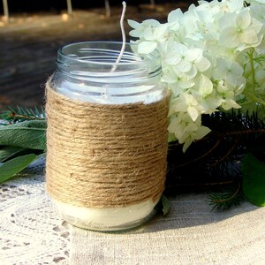 Cinnamon jar candle. Twine candle. Upcycled jar. Cinnamon candle. Handmade candle. Vegan candle. Winter candle. Cinnamon scent. Organic image 2