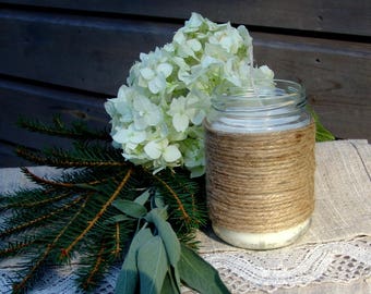 Cinnamon jar candle. Twine candle. Upcycled jar. Cinnamon candle.  Handmade candle. Vegan candle. Winter candle. Cinnamon scent. Organic