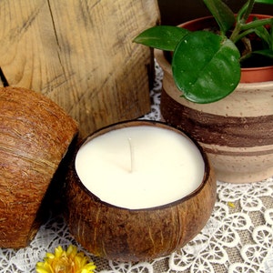 Big coconut shell candle. Soy wax candle. Tropical candle. Container candle. Handmade candle. Vegan candle. Organic candle. White candle. image 4