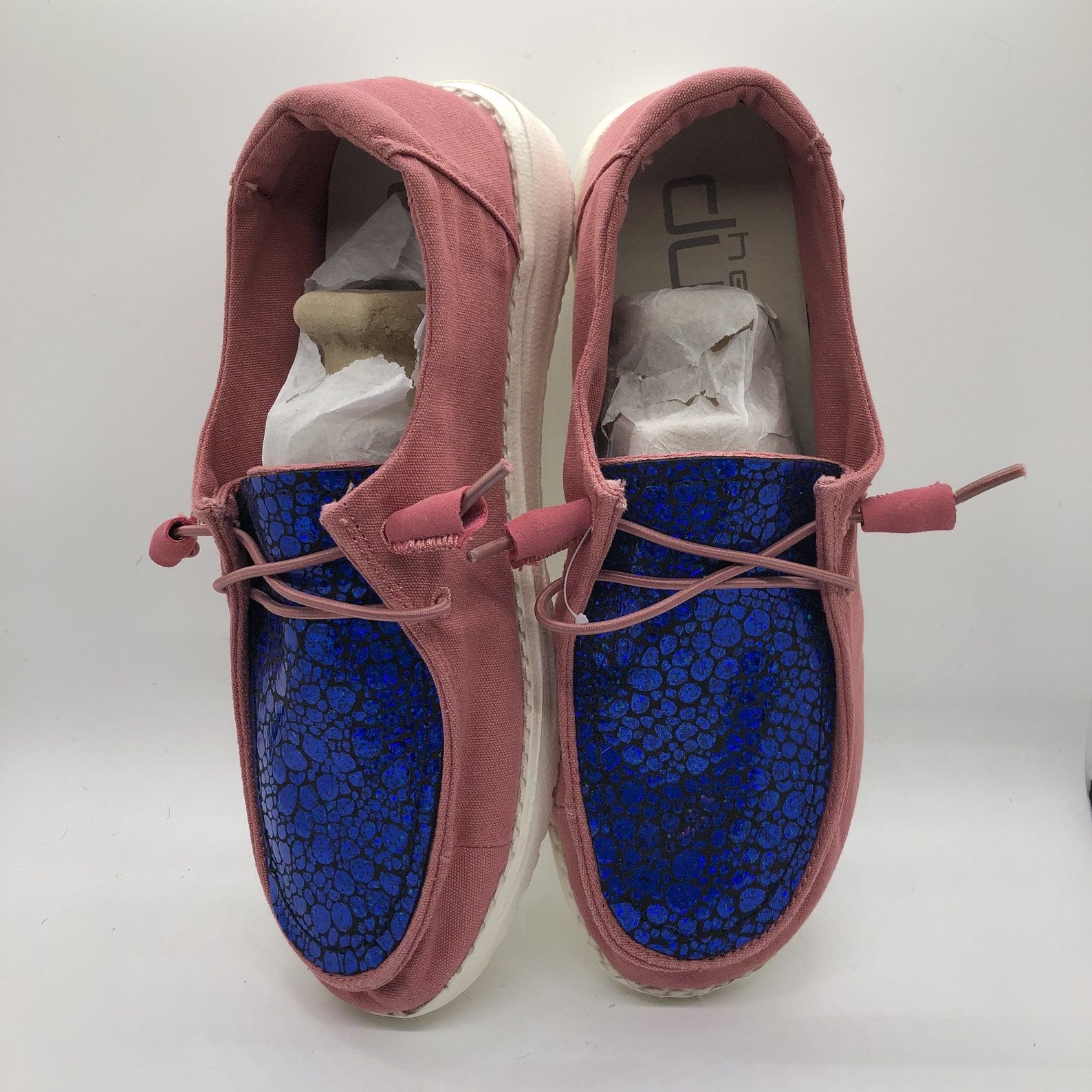 Blue sparkle Hey Dudes | Etsy