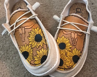 PREORDER Sunflower and Bull Skull Boat Shoes New Zealand