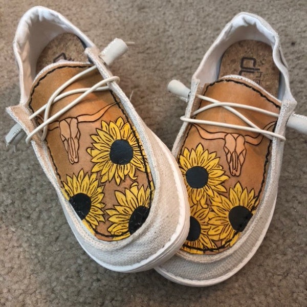 PREORDER Sunflower and Bull Skull Boat Shoes
