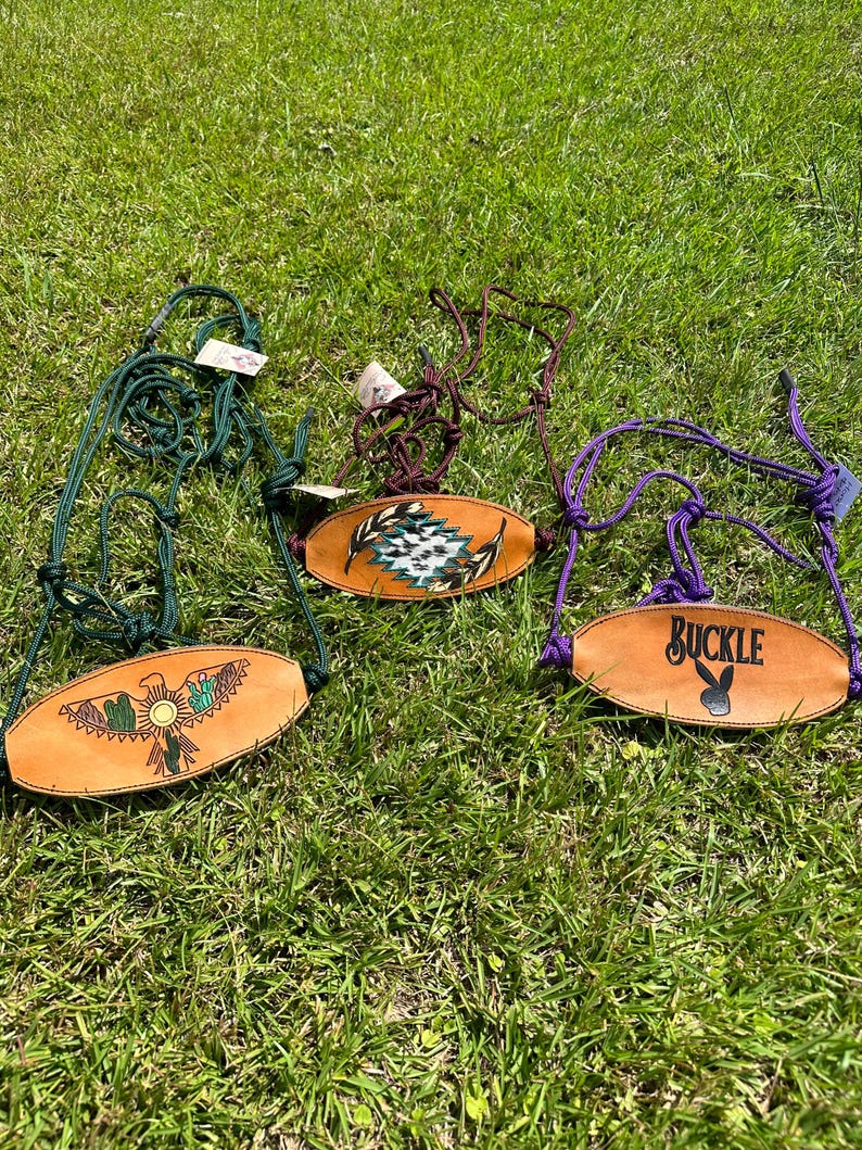 Custom Leather Handtooled Horse Bronc Halter With a Rope Halter Design ...