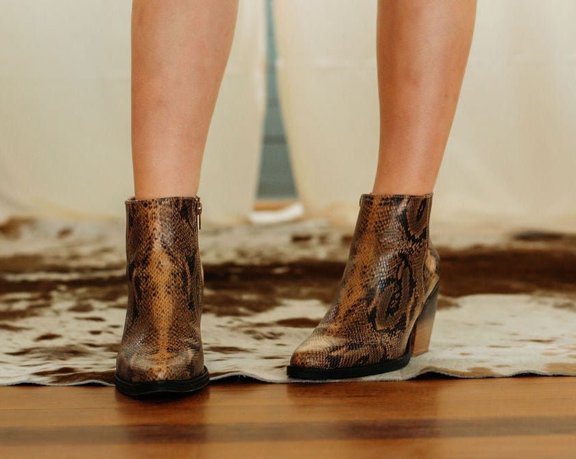 Snakeskin Booties - Etsy