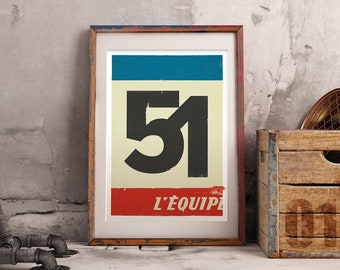 Tour de France Cycling Print, Race Number 51