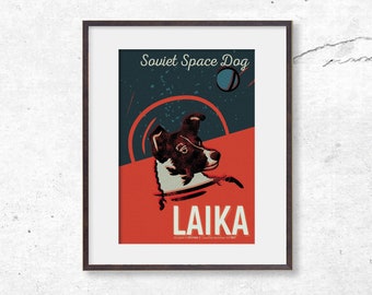 Space Dog, Laika. Illustration Art Print.