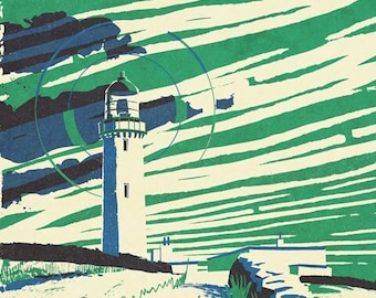 Mull of Galloway Lighthouse print, Seaside Art, Bathroom print, Illustration