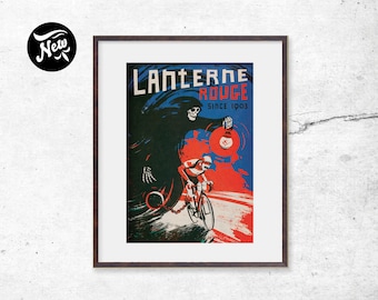 Lanterne Rouge Cycling Print, Giclee Poster