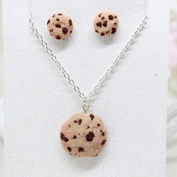 Cookie Jewellery Set  | Food Jewellery | Chocolate Chip Cookie Necklace | Cookie Keyring | Cookie Earrings | Cookie Gift