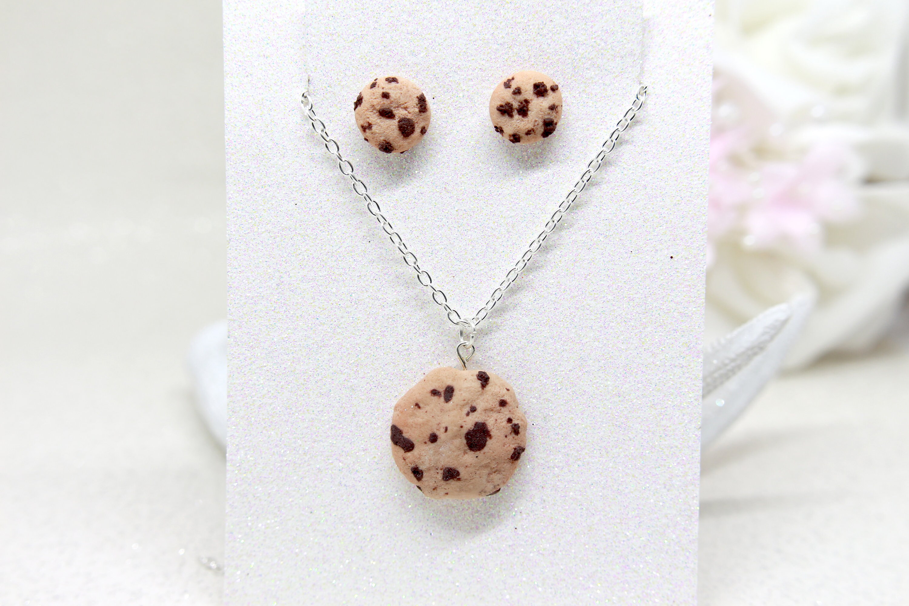 Cookie Jewellery Set Food Jewellery Chocolate Chip Cookie Necklace