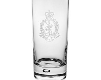 Royal Army Medical Corps Bubble Base High Ball Glass