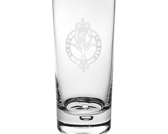 Welsh Guards Bubble Base High Ball Glass
