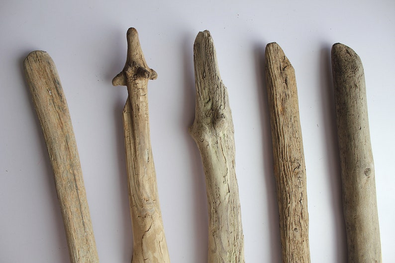 May include: Five pieces of driftwood of varying sizes and shapes, all with a natural, weathered brown color.