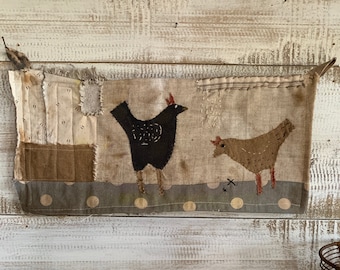 Chickens in the Yard- DOWNLOAD PATTERN-  Wall Hanging