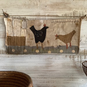 Chickens in the Yard- MAILABLE PATTERN-  delivered to your door. -  Cloth wall hanging