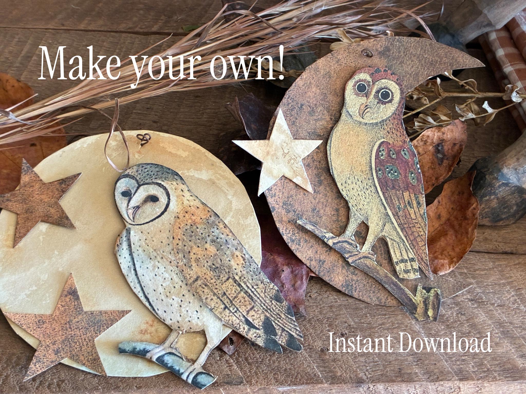 Owls  and Moons Instant Download