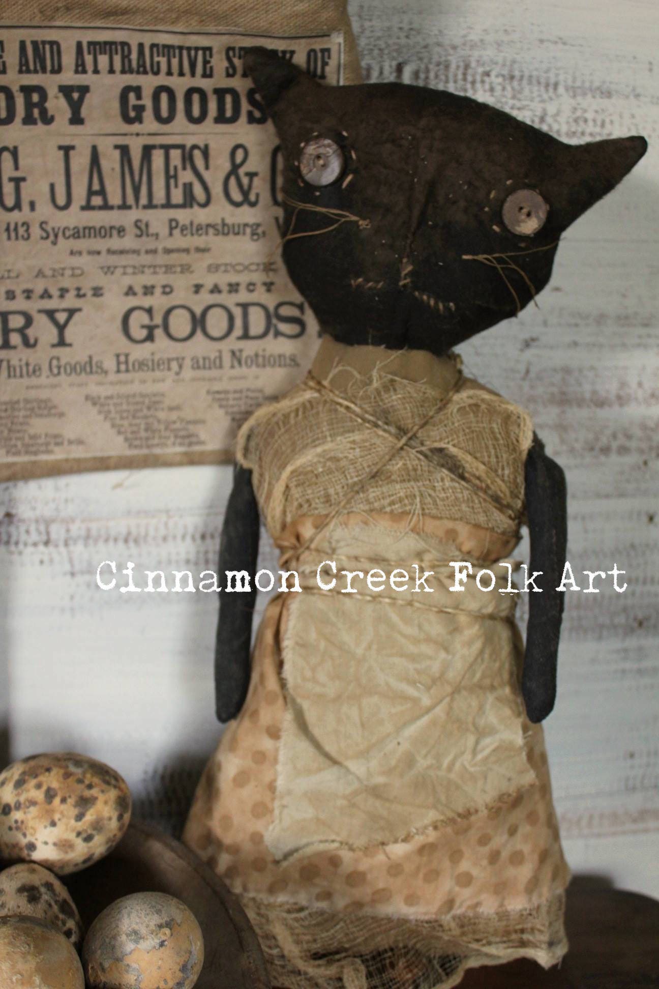 Primitive Leaping Cat Pattern Elsa Cat - Primitive Paper Pattern by Cinnamon Creek Folk Art - Etsy